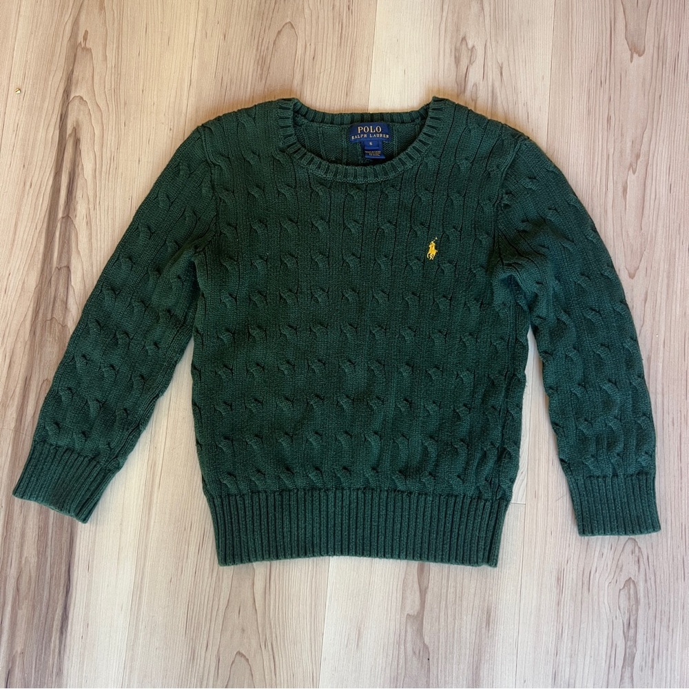 Polo Ralph Lauren Kids Green Cable Knit Sweater 6y